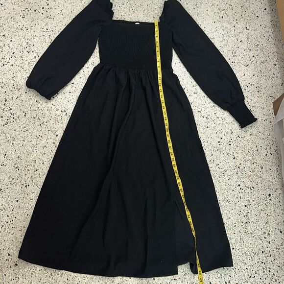 New Commense black midi side slit long sleeve dress small S - Picture 8 of 8